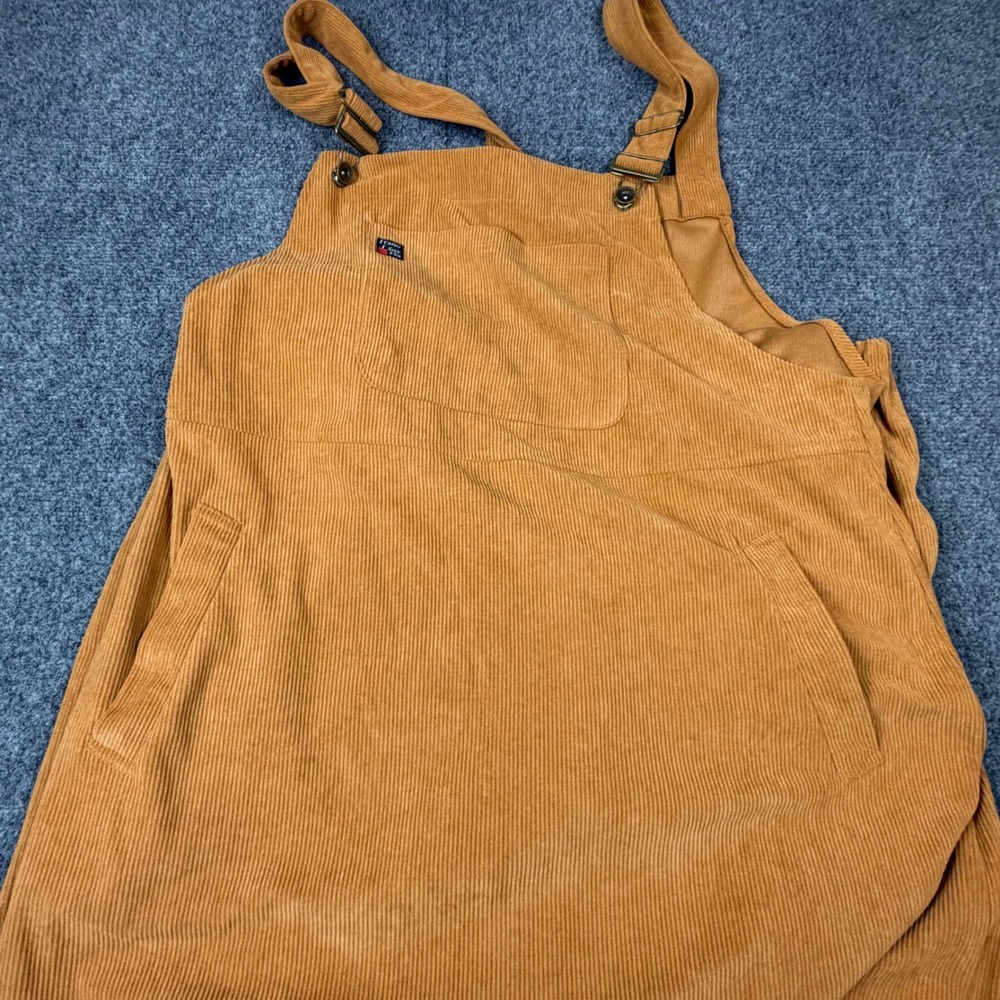 Yesno Womens Corduroy Overalls Jumper Mustard Tan Wide Leg Coveralls Size L